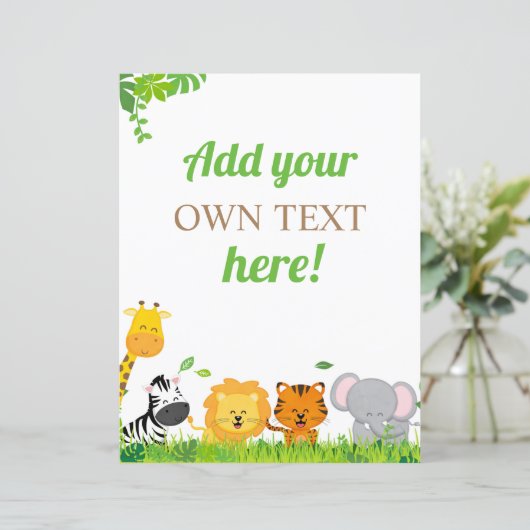 Custom Safari Geburtstagspartei Unterschrift (Stehend Vorderseite)