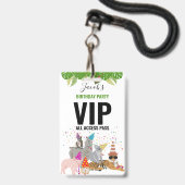 Custom Safari Jungle Zoo Birthday Party Pass Gefal Ausweis (Front with Lanyard)