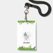Custom Safari Jungle Zoo Birthday Party Pass Gefal Ausweis (Back with Lanyard)