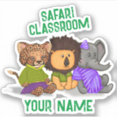 Custom Safari Klassenzimmer Cheetah Lion Elephant Aufkleber (Vorderseite)