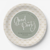Custom Sage Gold Class of 2025 Grad Party Pappteller (Vorderseite)