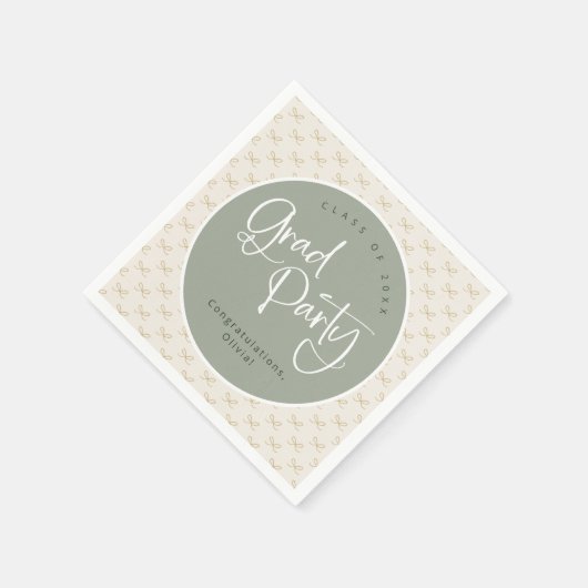Custom Sage Gold Class of 2025 Grad Party Serviette (Ecke)
