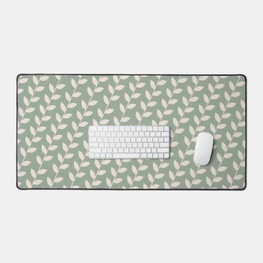 Custom Sage Green 70s Retro Leaf Pattern Schreibtischunterlage (Tastatur & Maus)