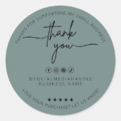 Custom Sage Green Aufkleber Danke Label (Vorderseite)