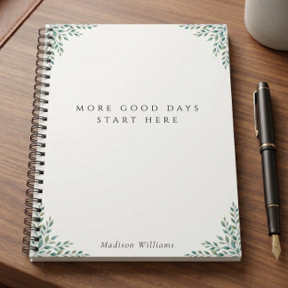 Custom Sage Green Botanical Self Care Quote Trendy Notizblock