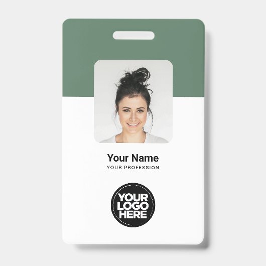 Custom Sage Green Employee Modernes ID QR Abzeiche Ausweis (Vorderseite)