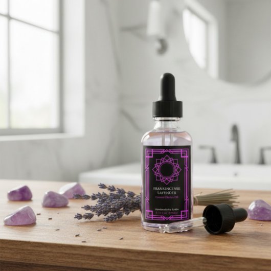 Custom Sahasrara Crown Chakra Essential Oil Label Weinetikett