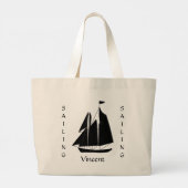 Custom Sailboat Sea Silhouette Toag Jumbo Stoffbeutel (Rückseite)