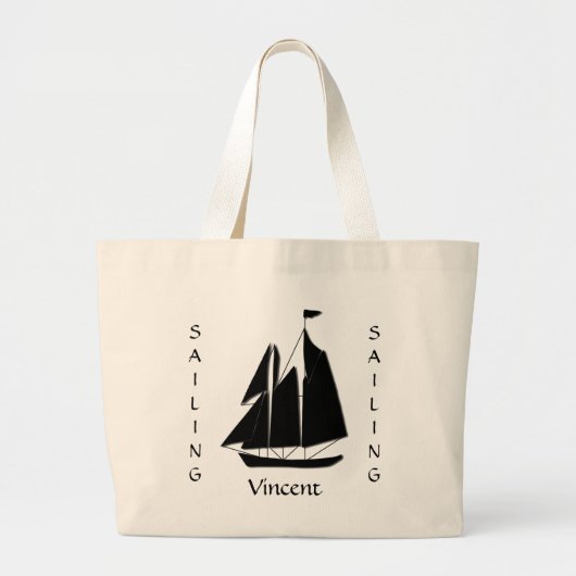 Custom Sailboat Sea Silhouette Toag Jumbo Stoffbeutel (Vorne)
