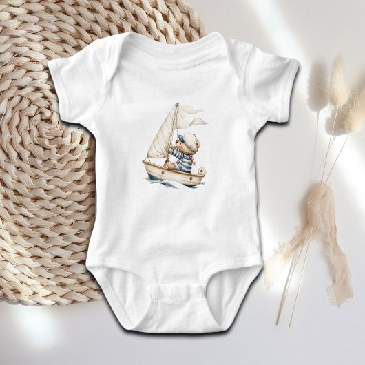 Custom Sailor Teddy Bar Baby Strampler