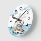 Custom Sailor Teddy Bar Kinderzimmer Runde Wanduhr (Winkel)