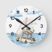 Custom Sailor Teddy Bar Kinderzimmer Runde Wanduhr (Vorderseite)