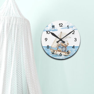 Custom Sailor Teddy Bar Kinderzimmer Runde Wanduhr
