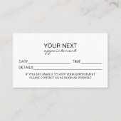 Custom Salon Appointment Card Template Telefonnummerkarte (Rückseite)