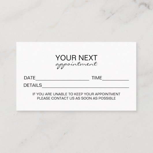Custom Salon Appointment Card Template Telefonnummerkarte (Rückseite)