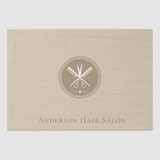 Custom Salon Elegant Neut - Taupe Star Logo Design Seidenpapier (Vorderseite)
