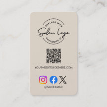 Custom Salon Logo QR Code Social Media Marketing 