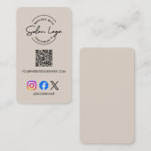 Custom Salon Logo QR Code Social Media Marketing  Visitenkarte (Vorne/Hinten)