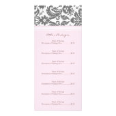 Custom Salon Rack Cards Pink Grau Damask Werbekarte (Hinten)