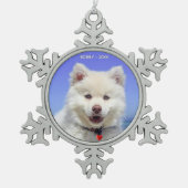 Custom Samoyed Dog Foto Schneeflocken Zinn-Ornament (Vorderseite)