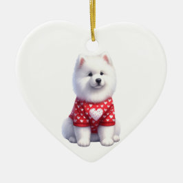 Custom Samoyed Dog Valentine Keramik Ornament