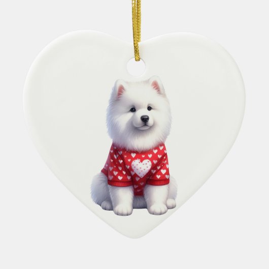 Custom Samoyed Dog Valentine Keramik Ornament (Vorne)