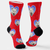 Custom Samoyed Hund Foto auf Red Crew Socken (Gewinkelt)