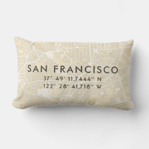 Custom San Francisco Map Beige Lendenkissen