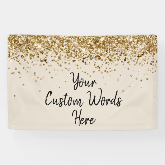 Custom Sand Black Gold Geburtstagsparty Foto Stand Banner (Horizontal)