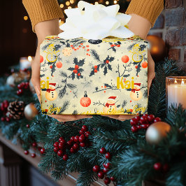 Custom Santa and Snowmen Weihnachten Geschenkpapier