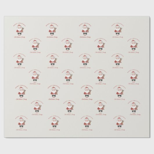 Custom Santa Aquarell Weihnachtsgeschenk Geschenkpapier (Flach)