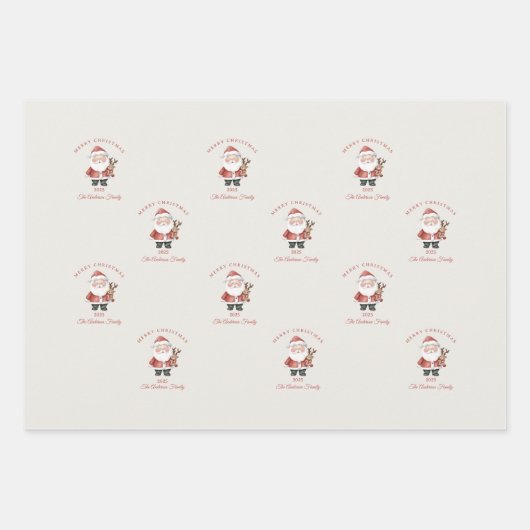 Custom Santa Aquarell Weihnachtsgeschenk Geschenkpapier Set (Vorderseite 2)