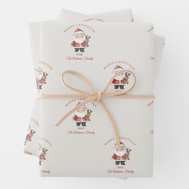 Custom Santa Aquarell Weihnachtsgeschenk Geschenkpapier Set