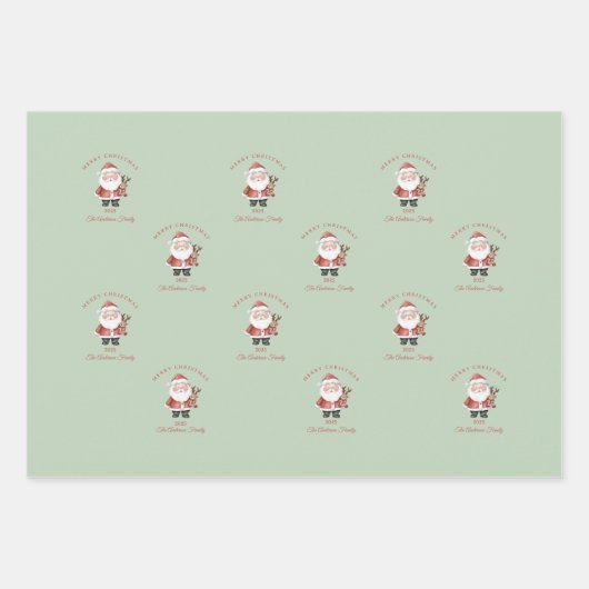 Custom Santa Aquarell Weihnachtsgeschenk Geschenkpapier Set (Vorderseite 3)