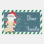 Custom Santa Blue Kid Gift Tag Sticker (Vorderseite)