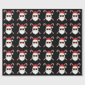 Custom Santa & Candy Cane Cross Bones Geschenkpapier (Flach)