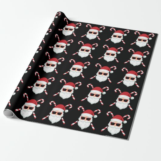 Custom Santa & Candy Cane Cross Bones Geschenkpapier (Ungerollt)