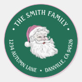 Custom Santa Claus Christmas Address Label Runder Aufkleber (Vorderseite)