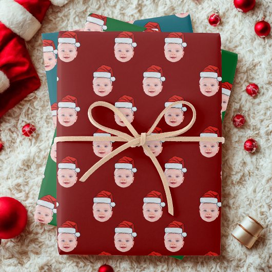 Custom Santa Claus Gift Wrap, Gesicht Geschenkpapier Set