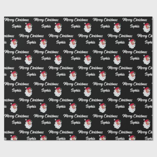 Custom Santa Claus Name Gift Wrap Geschenkpapier (Flach)