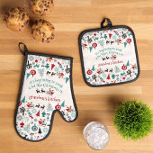 Custom Santa Claus Sleigh Rentier Ornamente Motif Ofenhandschuh & Topflappen-Set