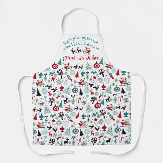 Custom Santa Claus Sleigh Rentier Ornamente Motif Schürze (Vorderseite)
