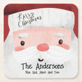 Custom Santa Claus Watercolor Merry Christma Rechteckiger Pappuntersetzer
