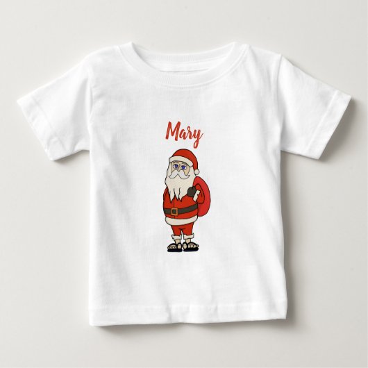 Custom Santa Claus Weihnachts Flip Flops Baby T-shirt (Vorderseite)