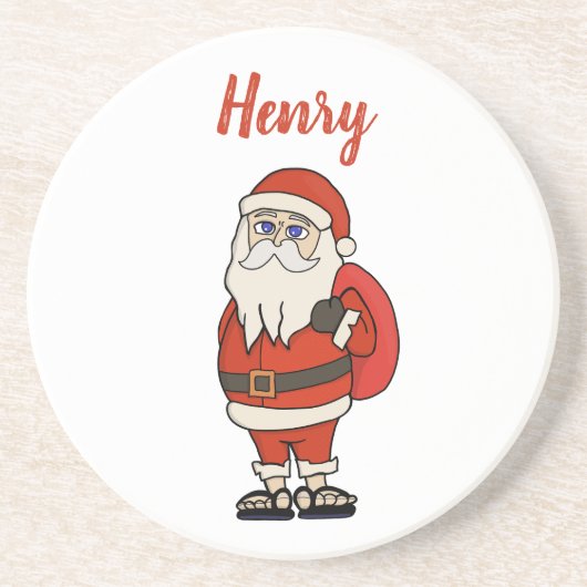 Custom Santa Claus Weihnachts Flip Flops Getränkeuntersetzer (Vorne)