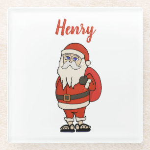 Custom Santa Claus Weihnachts Flip Flops Glasuntersetzer