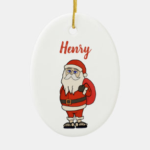 Custom Santa Claus Weihnachts Flip Flops Keramik Ornament