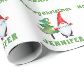 Custom Santa Gnome Weihnachtswrapper Grünbuch Geschenkpapier (Rolleneckpunkt)