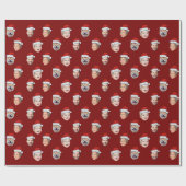 Custom Santa Hat Family Face 4 Photos Christmas Geschenkpapier (Flach)