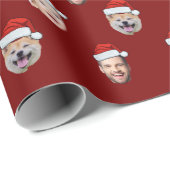 Custom Santa Hat Family Face 4 Photos Christmas Geschenkpapier (Rolleneckpunkt)
